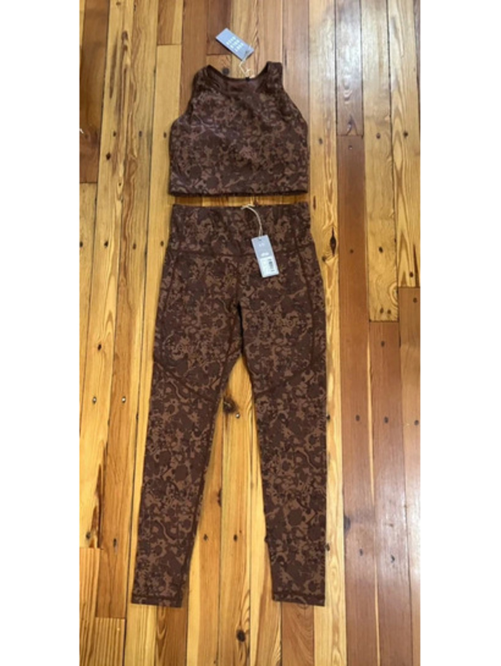 dhb mink brown marble activewear set leggings bra UK 12/US 8 NWT